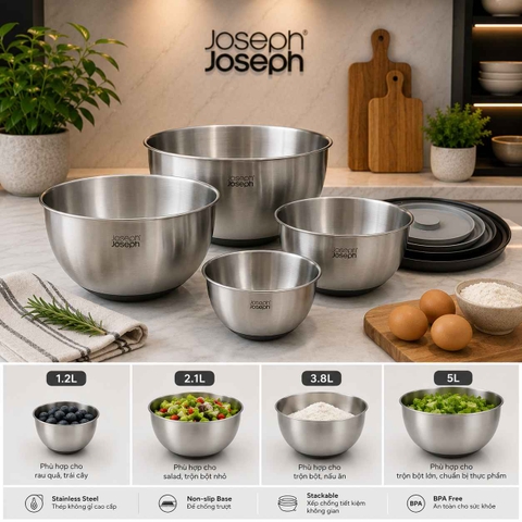 SET 4 ÂU INOX JOSEPH JOSEPH 95025 NEST™ PREP&STORE 100
