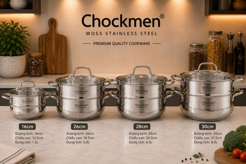 Bộ nồi xửng hấp chockmen CKM-ZY3L16Z 16CM/26CM/28CM/30CM