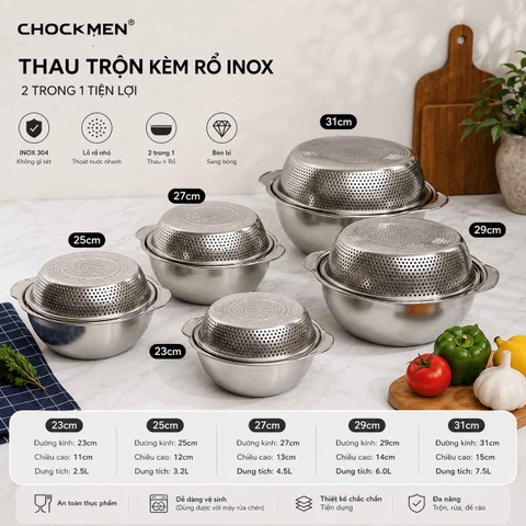 BỘ RỔ CHẬU CHOCKMEN C403 23CM/25CM/27CM/29CM/31CM