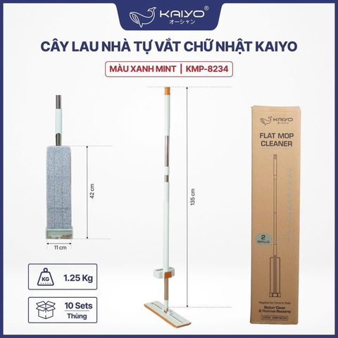 Cây lau nhà tự vắt chữ nhật Kaiyo, màu xanh mint