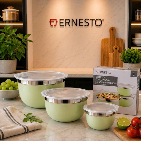 BỘ ÂU ĐỰNG THỨC ĂN ERNESTO SET 3 CÁI MÀU XANH CỐM/VÀNG/XANH DƯƠNG