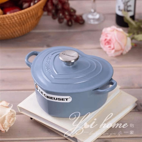 NỒI GANG LE CREUSET MINERAL XANH BLUE TRÁI TIM 20CM