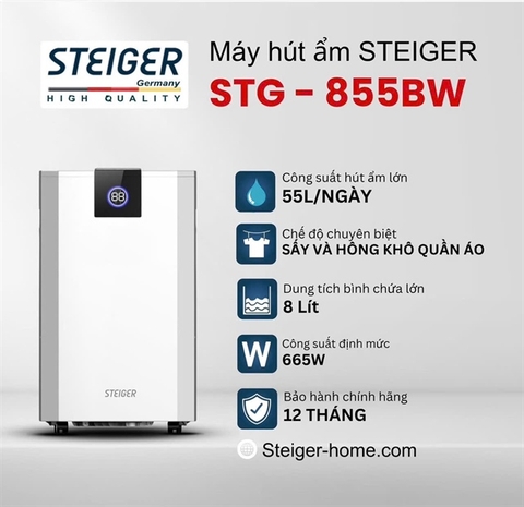 HÚT ẨM STEIGER STG-855BW 55L