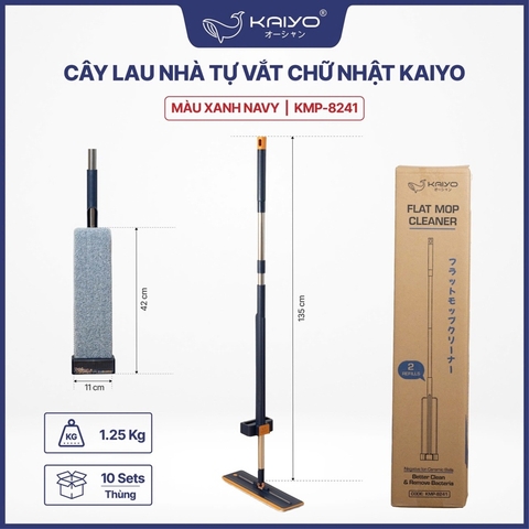 Cây lau nhà tự vắt chữ nhật Kaiyo, màu xanh navy