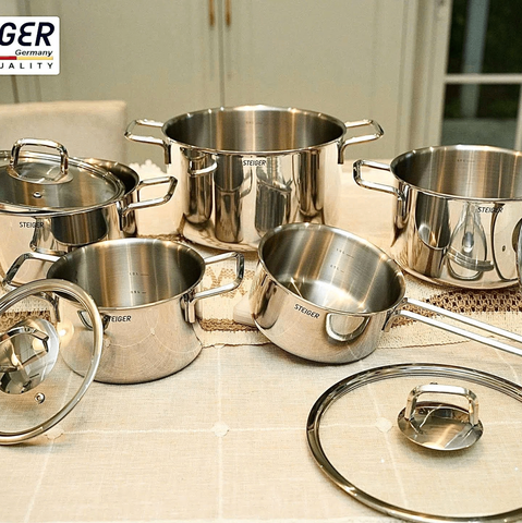 Bộ nồi Steiger Nova 5 món đáy liền 3 lớp