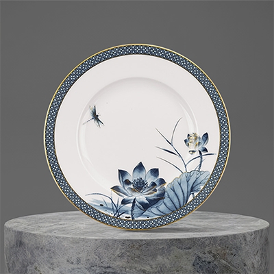 Dĩa tròn 20cm - Hoàng Cung - Sen Vàng
