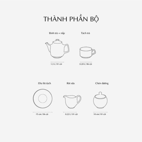 Bộ trà 1.3 L - Hoàng Cung - Cẩm Tú