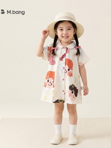 Váy sơ mi hoạ tiết dễ thương M.bang cho bé gái
