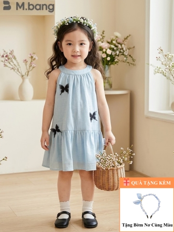 Váy cổ yếm thiết kế xinh xắn màu xanh M.bang cho bé gái