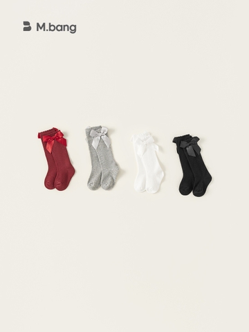 Tất dài cotton co giãn mềm mại gắn nơ xinh xắn M.bang cho bé gái