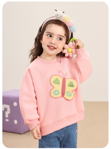 Áo Nỉ Sweater Bé Gái Thu Đông CUTEPANDA'S Chất Mềm Mại An Toàn Cho Da Bé họa tiết 3D dễ thương