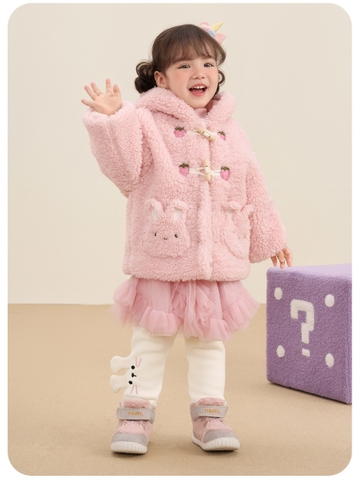 Áo khoác lông cừu lót nỉ tai thỏ CUTEPANDA'S cho bé gái