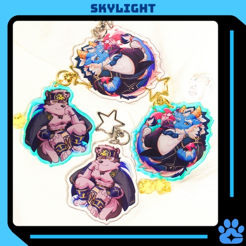 Móc Khóa/Keychain Furry QINGLONG/ KAMUI - Tokyo Afterschool Summoners - Nhựa Mica 6cm (Rainbow / Trơn)