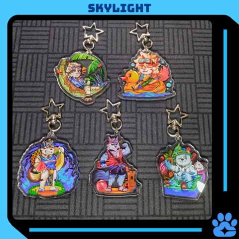 Móc Khóa Furry MOUNTAIN/ HUNG/ VOLIBEAR/ FREEDY/ KAMUI - Trơn - Nhựa Mica trong suốt 6cm