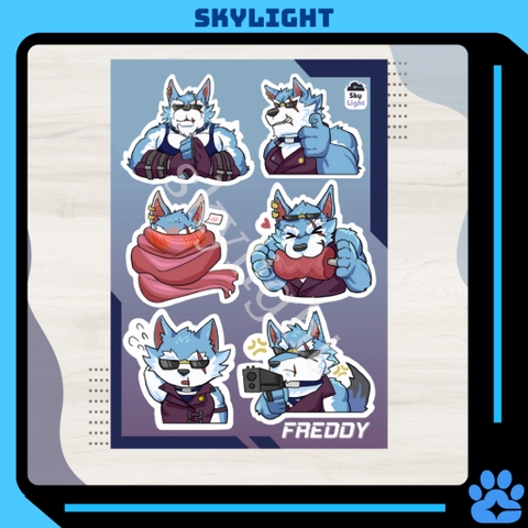 NO.08 FREDDY -Dislyte- Sticker Furry Sheet A6 Decal chống nước