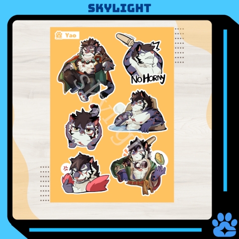 NO.11 YAO - Sdorica - Sticker Furry Sheet A6 Decal PVC chống nước