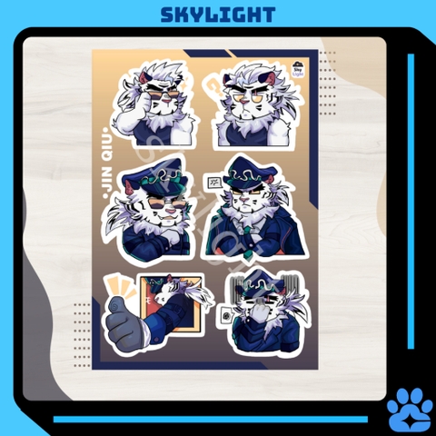 NO.07 JIN QIU -Dislyte- Sticker Furry Sheet A6 Decal pvc chống nước
