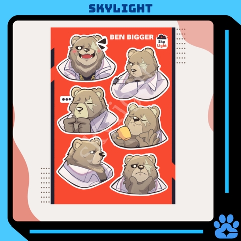 NO.06 BEN BIGGER - Sticker Furry Sheet A6 Decal chống nước