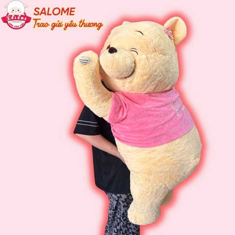 Thú bông gấu Pooh nằm áo chữ size 1 - 1m