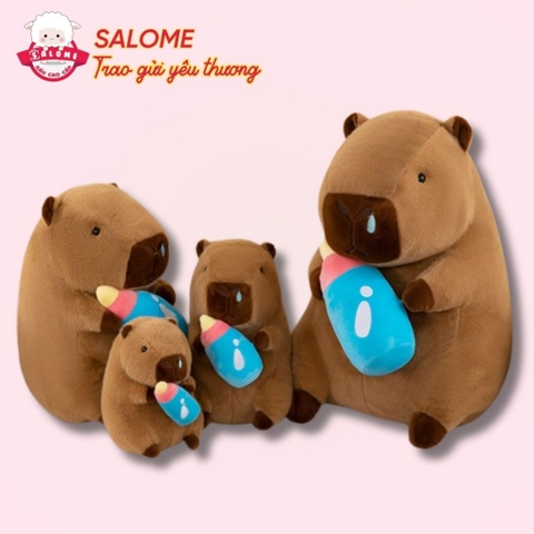 Gấu Bông  Capybara Cầm Bình Sữa