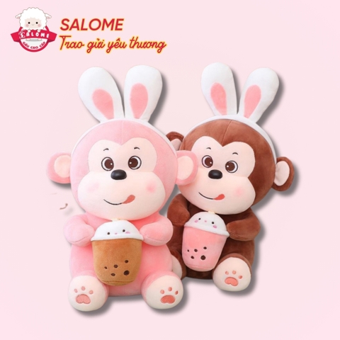 Gấu Bông Con Khỉ Ôm Bình Sữa Size 45cm-75cm