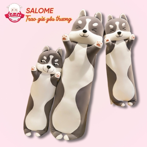 Gấu bông chó xám giơ tay
