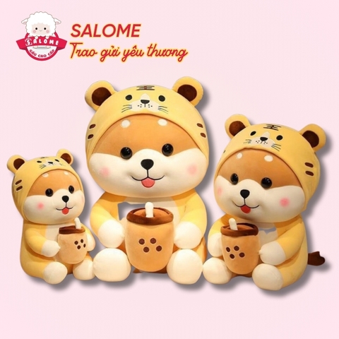 Gấu Bông Chó Shiba Ôm Trà Sữa