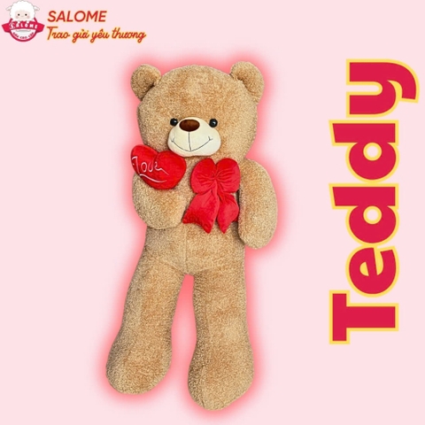 Gấu bông teddy xù trái tim đỏ