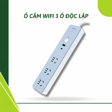 Ổ cắm Wifi TuyaSmart tải 2500W - 3 ổ điều khiển độc lập