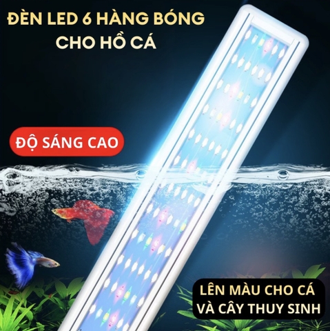 Đèn LED DEYAO 6 Hàng Bóng, Đèn Led Siêu Sáng WRGB Đôi Màu, 20-100cm Lên Màu Cho Cá Và Cây Thủy Sinh