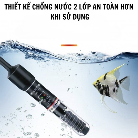 Máy Sưởi Bể Cá Mini Heater DEYAO 25W-50W-75W-100W, Cho Bể Cá Cảnh, Bể Thủy Sinh, Ổn Định Nhiệt Độ