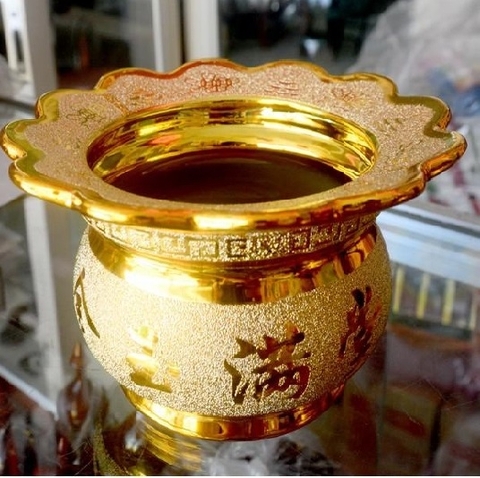 Lư hương sứ Kim sa có vành