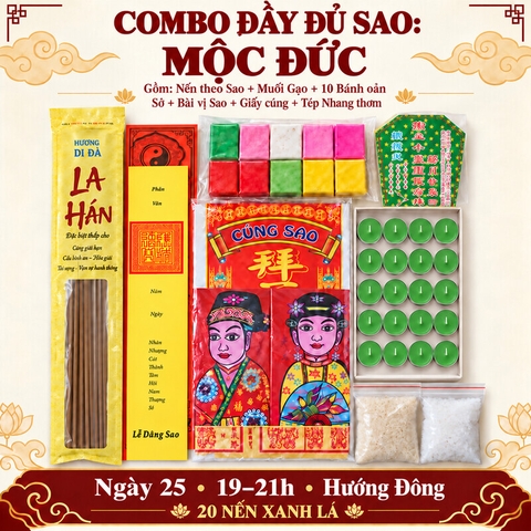 Combo Đầy Đủ: Cúng Sao MỘC ĐỨC giải hạn(kèm hướng dẫn,văn khấn chi tiết)