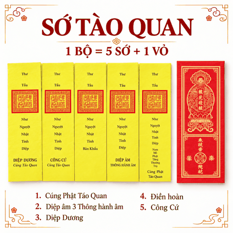 SỚ Tào Quan(5 sớ+1 vỏ:Cúng Phật,Điệp Âm,Điệp Dương,Điền Hoàn,Công Cứ)