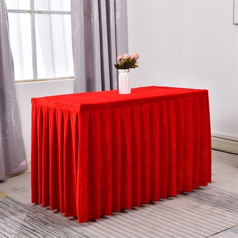 Thảm Trải bàn Xếp Ly-Đỏ(Vải Nhung)