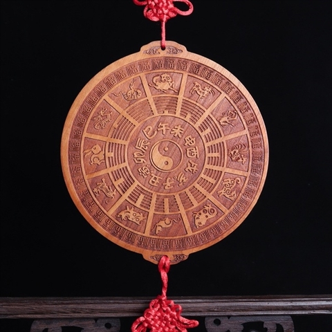 Gương Bát Quái Gỗ Đào 14.5cm
