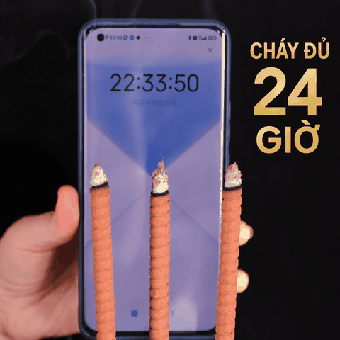 Nhang Cây Xoắn Giờ khoảng 12h,24h Đàn hương 69cm,80cm(Gói 3 Cây)