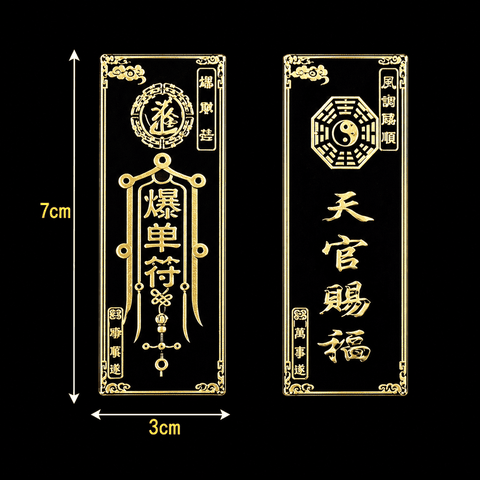 Miếng dán,Linh Phù dán Đồng Vàng đủ loại 3*7.5cm(Cầu an,Thái tuế,Sức khẻ, Tình duyên,Cầu con...)