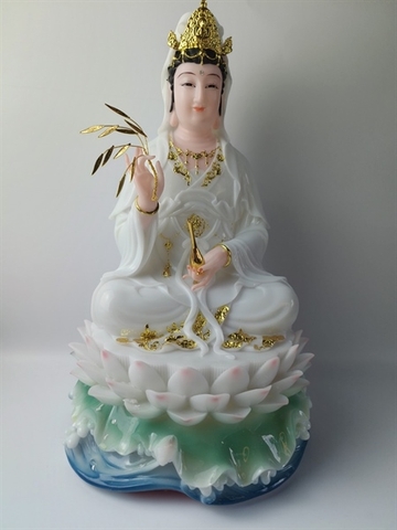 Tượng Mẹ Quan âm trắng(bột đá Ngọc bích)