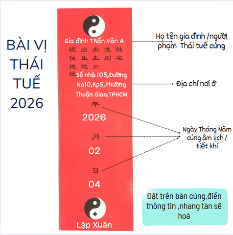 Bài vị Cúng Thái tuế 2027(bìa cứng)