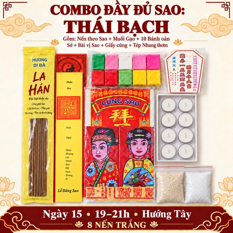Combo Đầy Đủ: Cúng Sao THÁI BẠCH giải hạn(kèm hướng dẫn,văn khấn chi tiết)