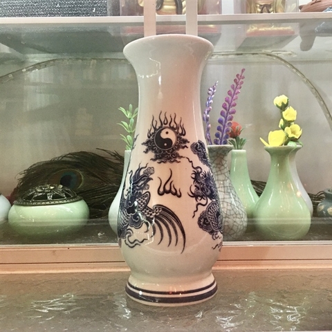 Bình hoa sứ Rồng xanh