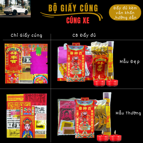 Giấy Cúng Xe [Thường] pttv (có nhang+ 2 nến)