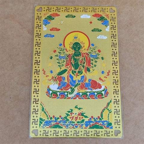 Kim bài Tara Xanh-mạ đồng(Mật tông)