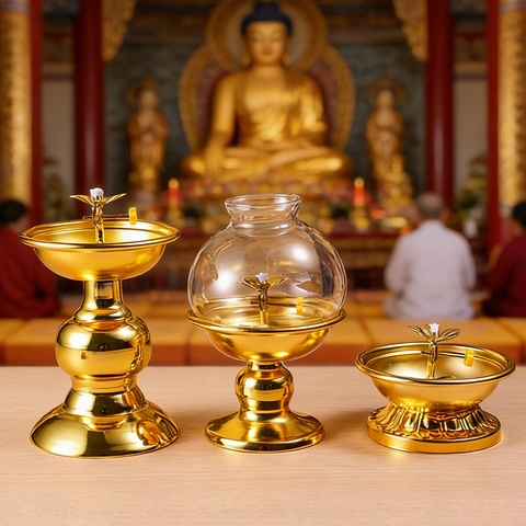 Chân đế Đĩa Dầu Hợp Kim Vàng(kèm Chân Bấc)