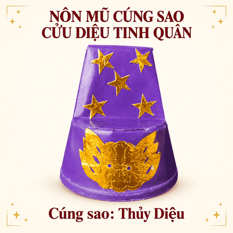 Mũ Nón cúng Sao Cửu Diệu tinh quân(5 Màu:Đỏ,Trắng,Tím,Vàng,Xanh)