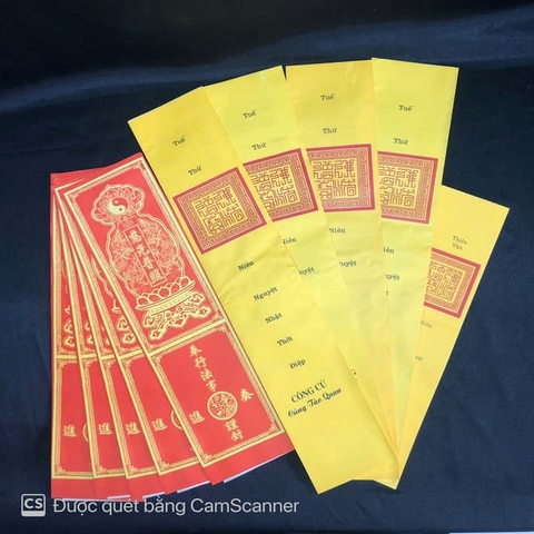 SỚ Tào Quan(5 sớ+1 vỏ:Cúng Phật,Điệp Âm,Điệp Dương,Điền Hoàn,Công Cứ)