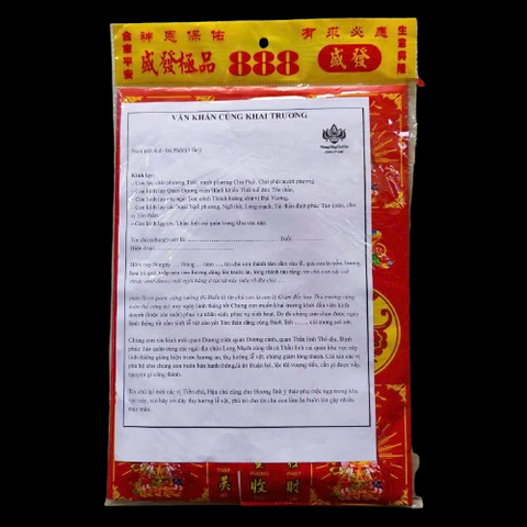 Combo Khai Trương đầy đủ(Giấy cúng Đẹp+Nhang+2 nến +Muối gạo+Rượu)