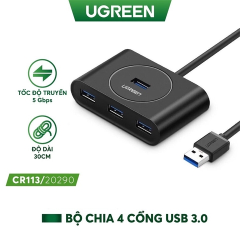 Bộ chia hub USB 3.0 4 cổng chính hãng Ugreen 20290