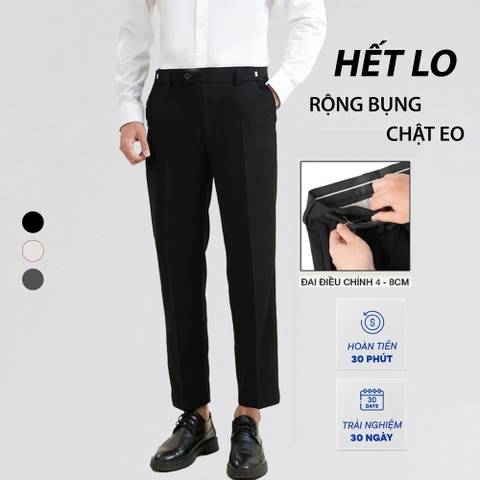 Quần Âu Cạp Điều Chỉnh Độ Rộng Vòng Eo Form Dáng Baggy, Quần Tây Nam Phong Cách Hàn Quốc Co Giãn Q141 Menswear Pants